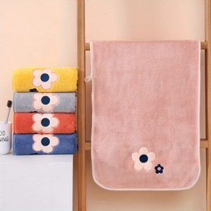 5pcs Flower Pattern Hand Towel, Household Coral Fleece Hand Towel, Soft Face Towel, Quick-drying Absorbent Towel For Home Bathroom, Bathroom Accessories