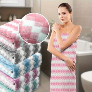 1pc Plaid Plain Weave Towel Bath Towel, Gift Bath Towel, Warm Velvet Soft Absorbent Beach Towel, Used in Family Bathroom, Ideal Bathroom Supplies