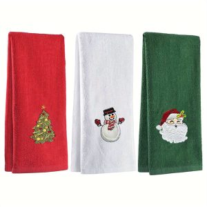 Christmas Hand Set 3 Pack Kitchen Dish Towels Dishcloths for Bathroom Housewarming Gifts Decorations