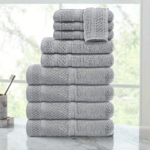 10 Piece Towel Set with Upgraded Softness & Durability, Grey