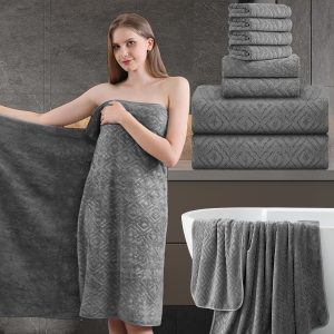 8 piece 8-Piece Extra Large Ultra-Soft Thick Bath Towels: Absorbent Quick-Dry Towels for Bathroom, Hotel, Gym (2 Oversized + 2 Hand Towels + 4 Regular Towels)