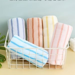 5-Pack Stripe Pattern Coral Fleece Towels, Polyester Blend, Soft and Absorbent, Quick-Dry, Multi-Use for Bath, Face, and Hand, Universal Fit - Uncharged Personal Care Essential