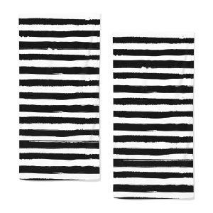 Black And White Striped Towels Highly Absorbent Stripe Bath Towels Set Of 2 Breathable Stripe Face Towels For Home Spa Decorative Quick Dry Kitchen Towels 28.7x13.7 Inch