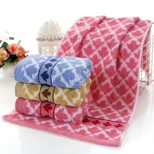 3-Pack Cotton Jacquard Towels, Contemporary Style, Handwash Only, High Absorbency, Cartoon Pattern, Rectangular, Bath Towels for Adults, 100g/?O