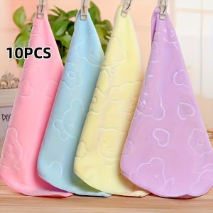 10pcs, Ultra Fine Fiber Teddy Bear Square Towel, 11.81 * 11.81inch Square Towel, Washing Towel, Face Towel, Hand Towel, Facial Towel, Home Rag, Cleaning Cloth, Cleaning Supplies, Cleaning Tool