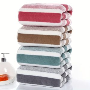 4-Pack Ultrafine Fiber Bath Towels, 27x55 inches, Lightweight Absorbent, Plush Quick-Dry Towels, for Travel, Vacation, Fitness, Yoga, 4 Colors, Unisex - Adult, Polyester, No Fragrance, Normal Hair Type, Woven Fabric