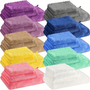 30 Pack Towels and Washcloths Sets Bath Towels Set for Bathroom Bath Towels Hand Towels Washcloths Set Coral Velvet Highly Absorbent Shower Towels Large for Bath Yoga Travel (Multicolor)